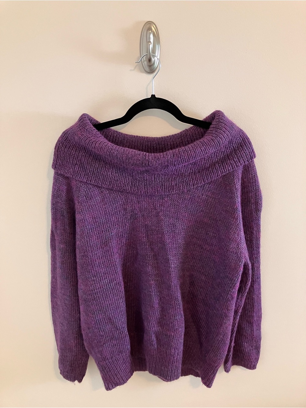 Chico's Tweedy Tatum Cowl Neck Sweater in Purple Size 2
